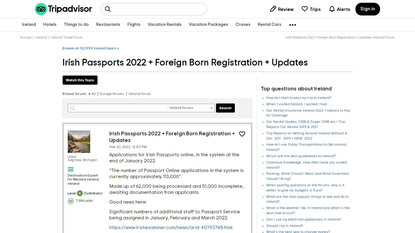 Foreign Born Registration + Updates - Ireland Forum - Tripadvisor